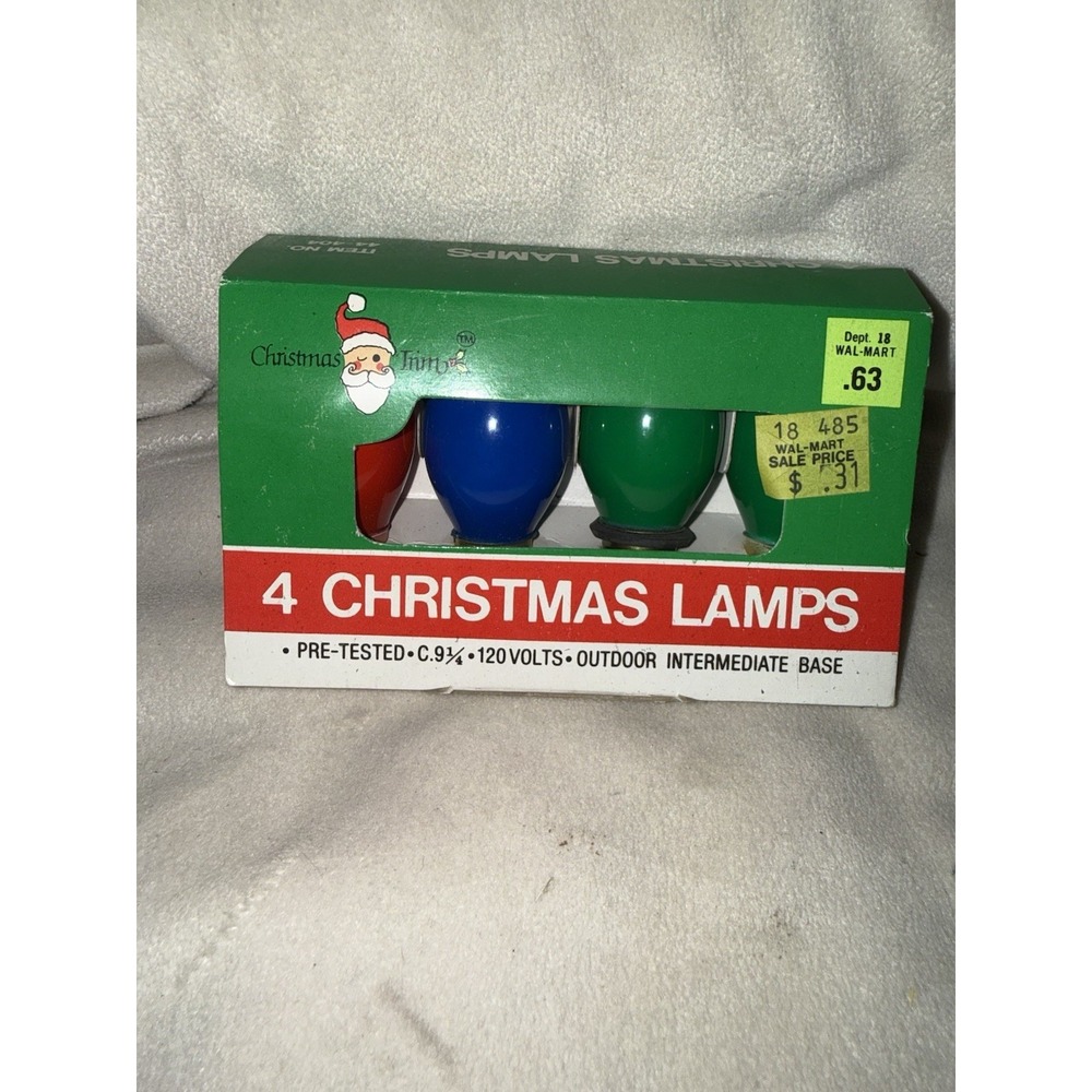 4 Christmas‎ Trim LAMPS LIGHTS BLUE RED GREEN 3.5" VTG